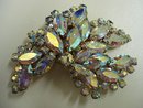 DECO IRIDESCENT RHINESTONE LARGE BROOCH