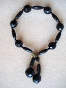 BLACK FRENCH JET GLASS BEADS BRACELET