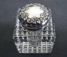 VICTORIAN INKWELL BOTTLE - STERLING / CRYSTAL