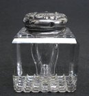 VICTORIAN INKWELL BOTTLE - STERLING / CRYSTAL