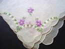UNUSED HANKIE - VIOLETS & LILY of the VALLEY