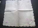 UNUSED HANKIE - VIOLETS & LILY of the VALLEY