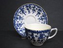 CROWN DUCAL TEACUP & SAUCER SET BLUE IVY