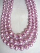 LOVELY VINTAGE 3 STRAND PINK FAUX PEARLS