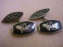 LOVELY SIAM STERLING / ENAMEL PR. CUFFLINKS