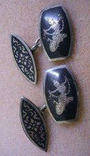 LOVELY SIAM STERLING / ENAMEL PR. CUFFLINKS