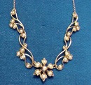 Vict. Gold & Seed Pearl Necklace Lavaliere