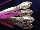 FOUR TINY SILVER COFFEE SPOONS - BALLAD