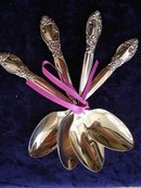 FOUR TINY SILVER COFFEE SPOONS - BALLAD