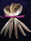 6 TINY SILVER COFFEE SPOONS - WM ROGERS