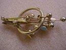 Very Pretty Vintage Brooch Gold Tone Colorful Enamel and Crystal Stones