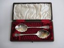 SILVER - ENGRAVED SPOONS in BOX