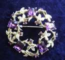 BROOCH PURPLE RHINESTONE ROUND LARGE