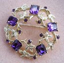 BROOCH PURPLE RHINESTONE ROUND LARGE