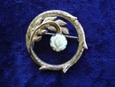 Special Vintage Brooch Gold Tone Ivory Rose