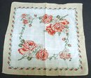 GLAMOROUS VINTAGE PRINTED HANKIE ROSES HANKY
