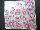 VINTAGE PRINTED HANKIE HANKY PINK DAISIES