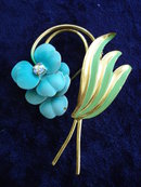 Vintage Brooch Gold/Blue Enamel Broach