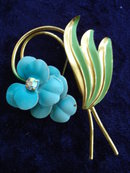Vintage Brooch Gold/Blue Enamel Broach