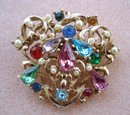 Rhinestone Pearl Brooch Vintage