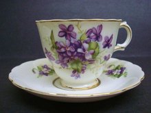 VINTAGE TEACUP SET VIOLETS