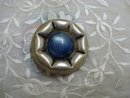 Celluloid Vintage Button - Silver - Blue
