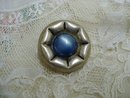 Celluloid Vintage Button - Silver - Blue