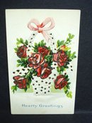 ANTIQUE POSTCARD - HEARTY GREETINGS