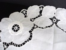 ROUND CENTREPIECE- WHITE ON WHITE EMBROIDERY