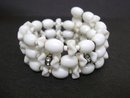 Beautiful Vintage Bracelet Milk Glass and Rhinestones