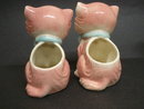 PORCELAIN FIGURAL PLANTER PINK KITTY-CAT #1