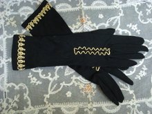 Vintage Ladies Gloves Black/Gold