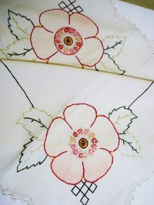 ANTIQUE EMBROIDERED TABLECLOTH