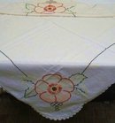 ANTIQUE EMBROIDERED TABLECLOTH
