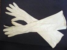 Antique Opera Gloves - White Kid Leather