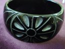 CARVED BAKELITE BRACELET-WIDE-INCREDIBLE SHOW PIECE!