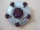 CELTIC BROACH SILVER TONE AMETHYST STONES