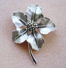Silver Tone Broach POINSETIA