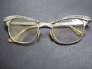 50's Jeweled Eyeglasses White Gold Filled