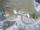 50's Jeweled Eyeglasses White Gold Filled