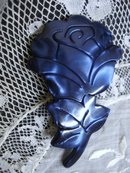 Vintage Celluloid Brooch Blue Rose