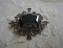 Sterling Brooch Black Alaska Large Stone