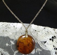 Amber Pendant Sterling Chain