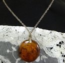 Amber Pendant Sterling Chain