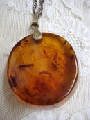 Amber Pendant Sterling Chain