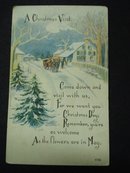Postcard A Christmas Visit Linen Postcard