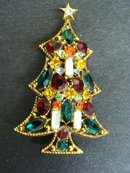 Christmas Tree Brooch Beautiful Jewelled