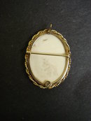 14k Gold and Ivory Scrimshaw Pin Broooch