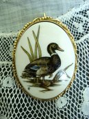 14k Gold and Ivory Scrimshaw Pin Broooch