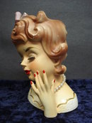 Wonderful Figural Rubens Head Vase - Purple Bow